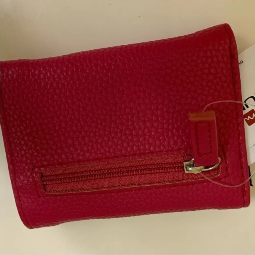 Mundi Pink Pebbled Leather Tri-Fold Wallet